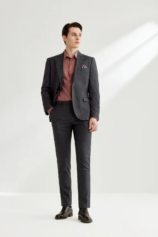 Blended Stretch Grid Check Suit Pants in Slim Fit