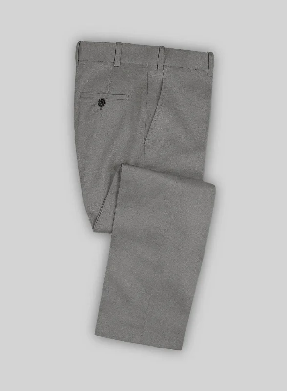 Gray Feather Cotton Canvas Stretch Pants