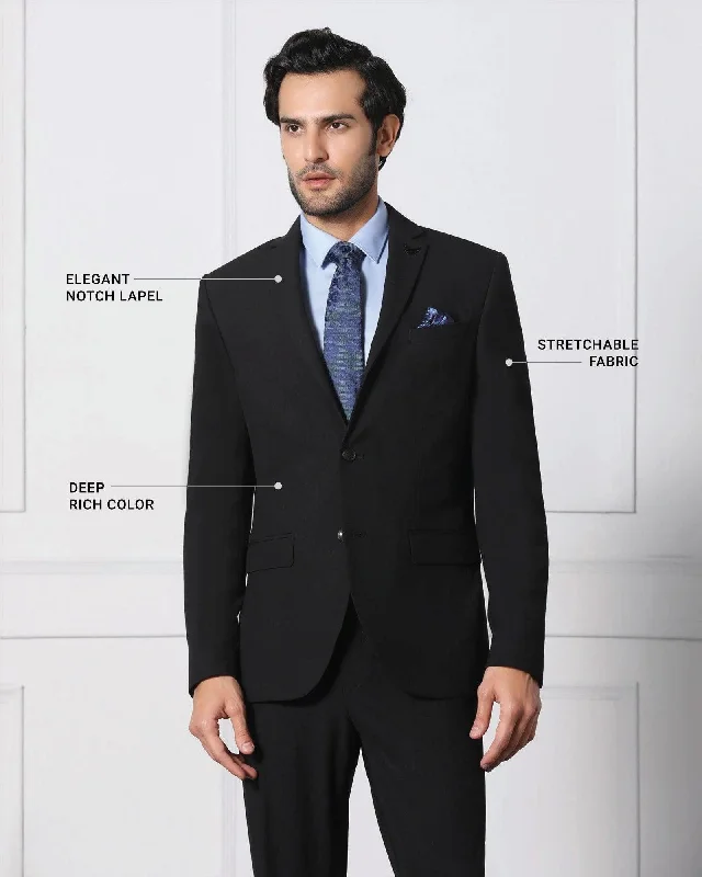 Must Haves Two Piece Black Solid Formal Suit - Jerret