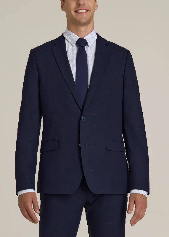 Suit Jacket for Tall Men in Blue Windowpane