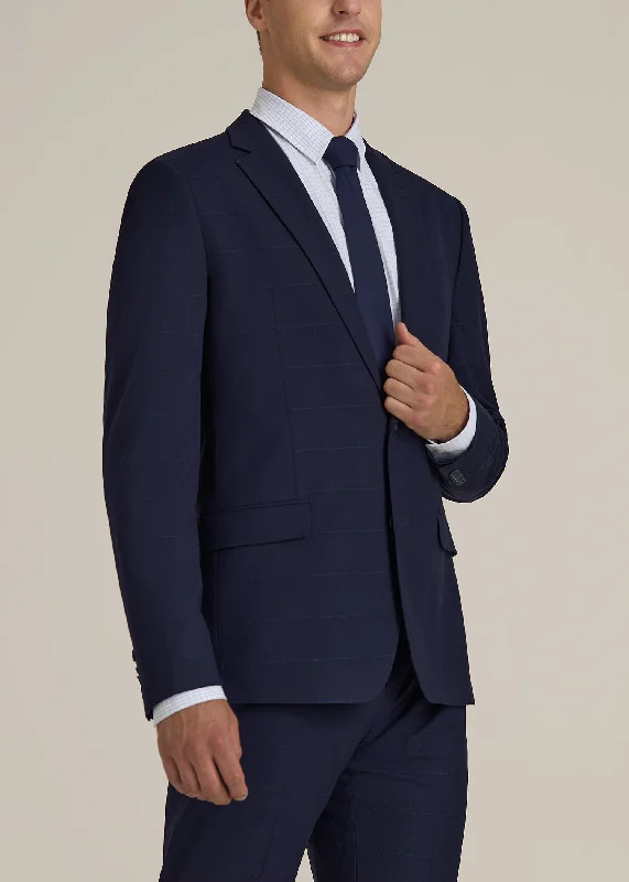 Suit Jacket for Tall Men in Blue Windowpane