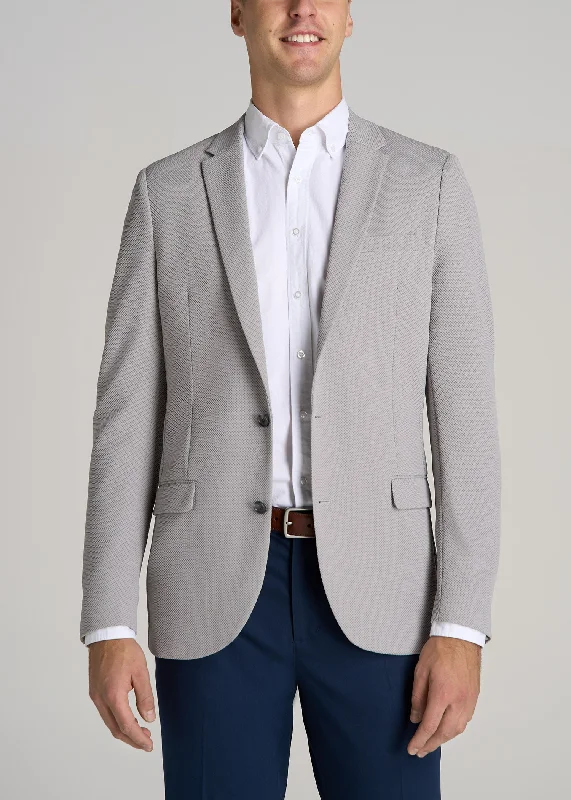 Textured Blazer for Tall Men in Soft Grey