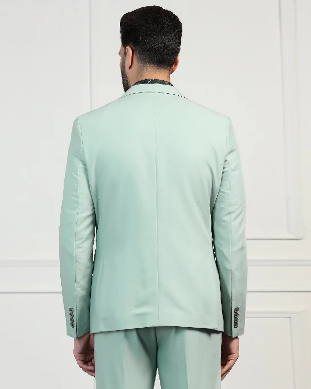 Three Piece Aqua Solid Formal Suits - Randle