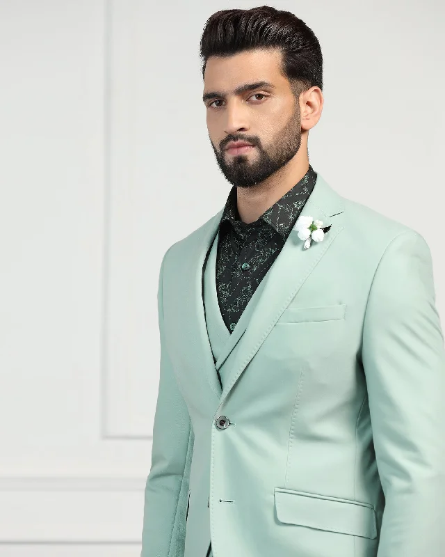 Three Piece Aqua Solid Formal Suits - Randle