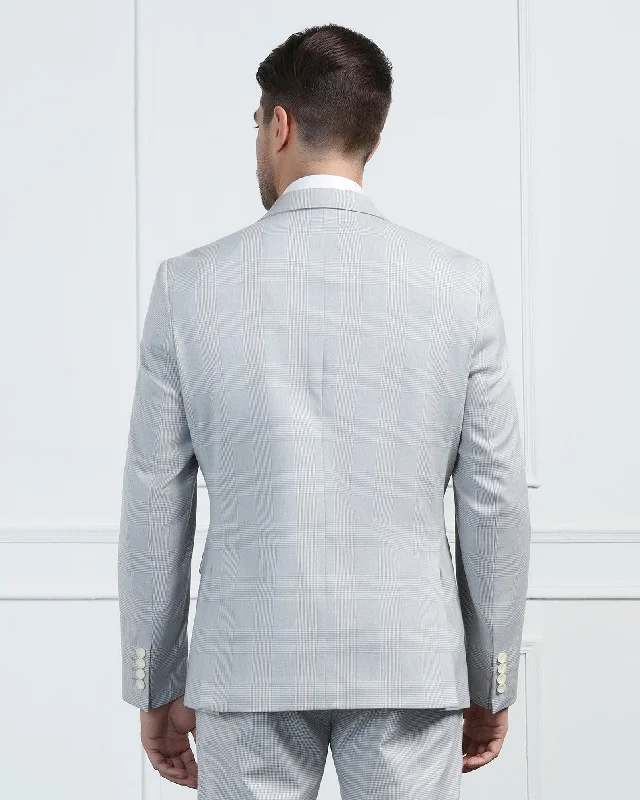 Two Piece Grey Check Formal Suits - Saintov