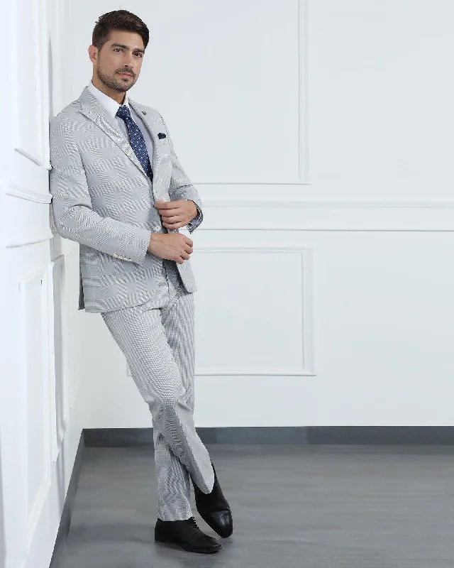 Two Piece Grey Check Formal Suits - Saintov