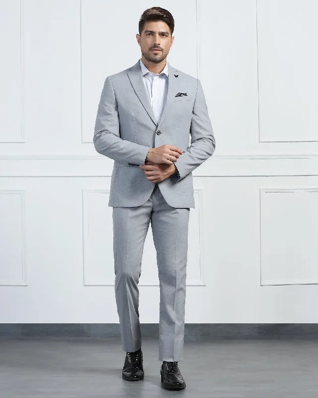 Two Piece Grey Textured Formal Suits - Pax