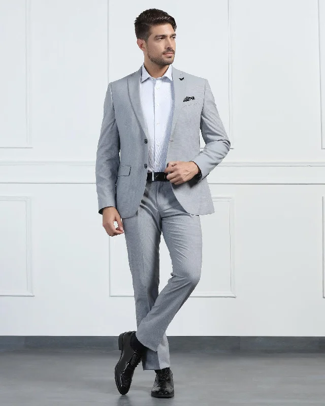 Two Piece Grey Textured Formal Suits - Pax