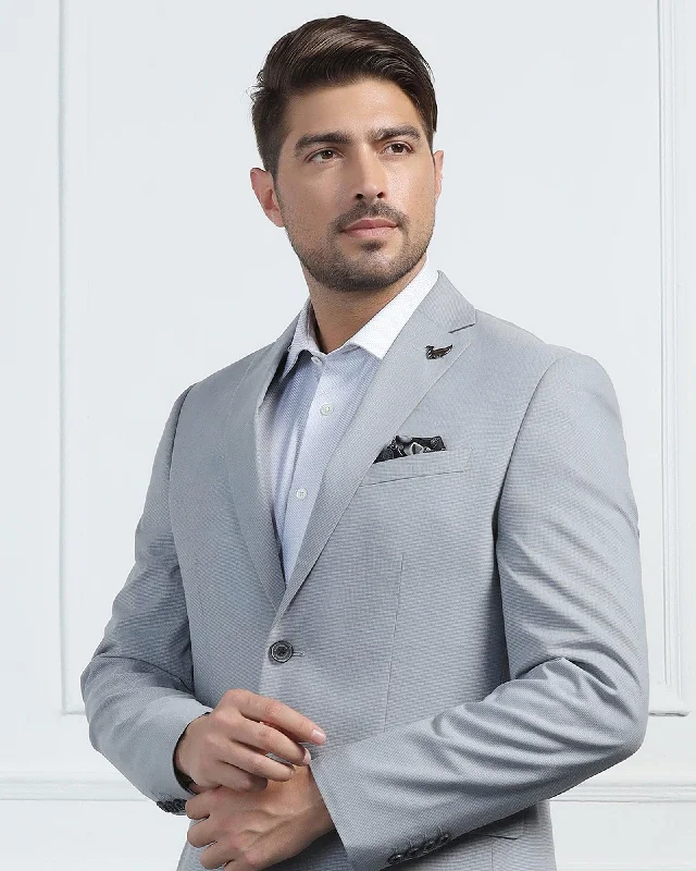 Two Piece Grey Textured Formal Suits - Pax