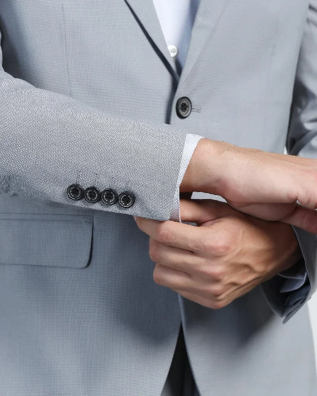 Two Piece Grey Textured Formal Suits - Pax