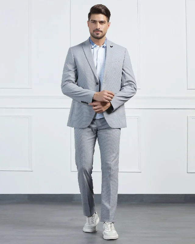 Two Piece Grey Textured Formal Suits - Pax