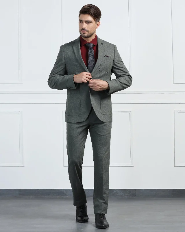 Two Piece Olive Solid Formal Suits - Connor