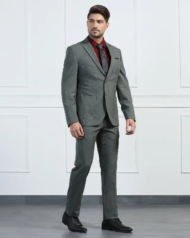 Two Piece Olive Solid Formal Suits - Connor