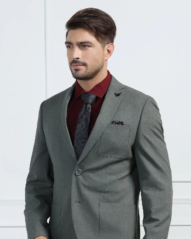 Two Piece Olive Solid Formal Suits - Connor