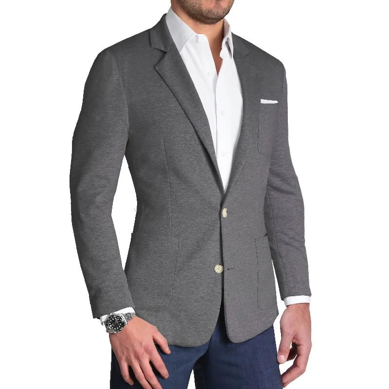 Unstructured Knit Blazer - Heathered Charcoal