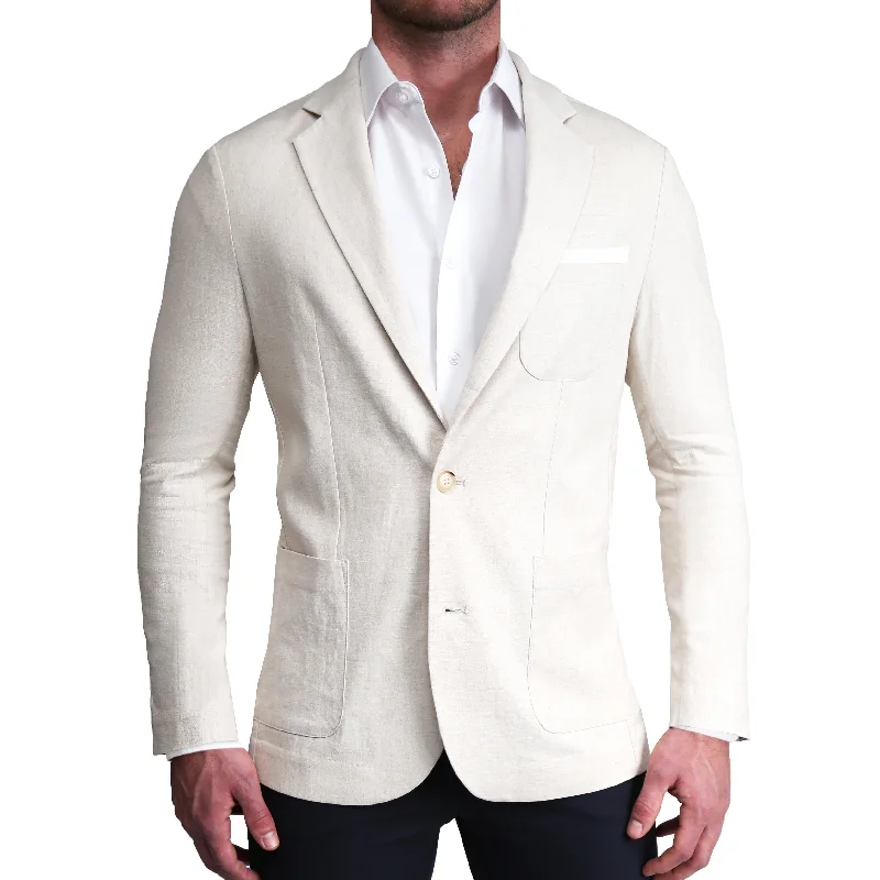 Unstructured Linen Blazer - Cream