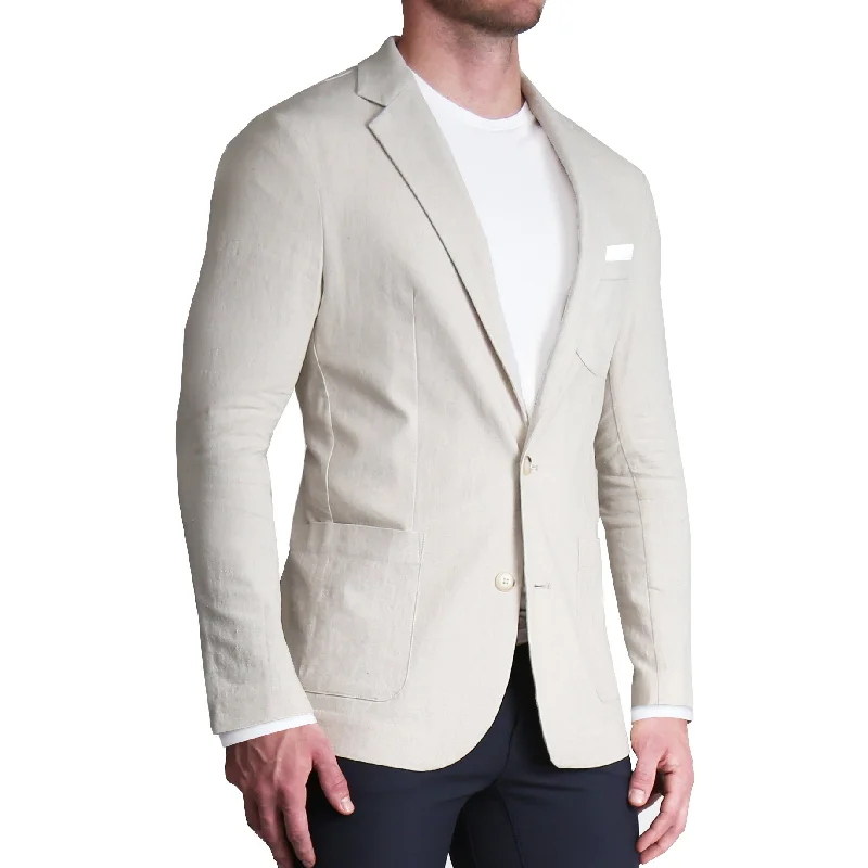 Unstructured Linen Blazer - Cream