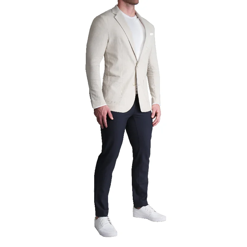 Unstructured Linen Blazer - Cream