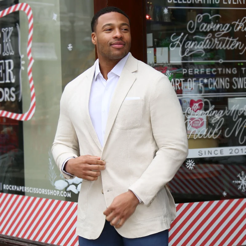 Unstructured Linen Blazer - Cream