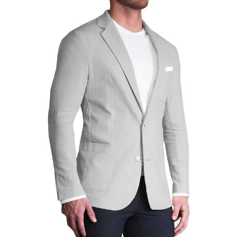 Unstructured Linen Blazer - Light Grey