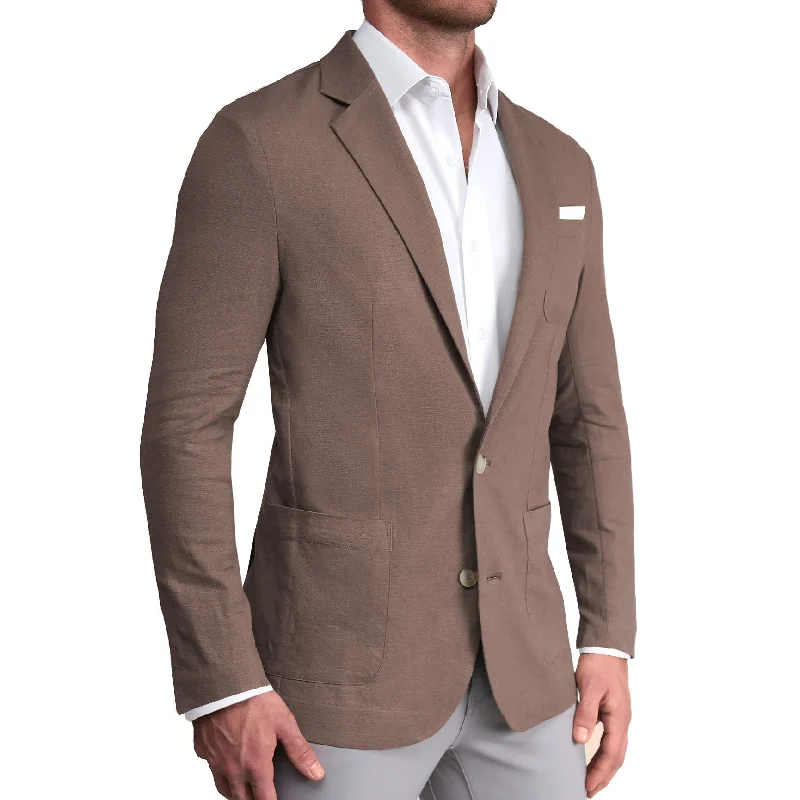 Unstructured Linen Blazer - Taupe