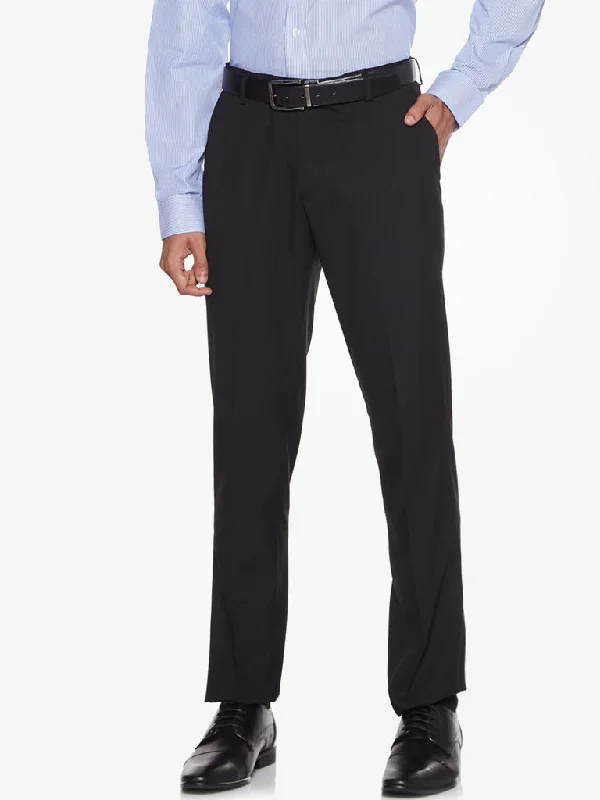 WES Formals Black Relaxed Fit Trousers