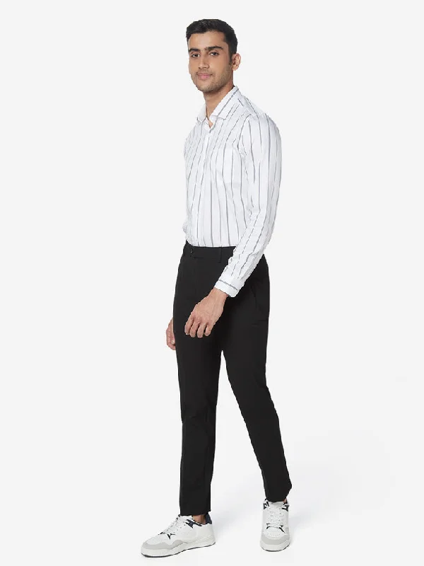 WES Formals Black Ultra Slim Fit Trousers