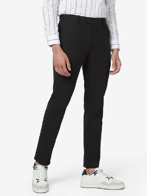 WES Formals Black Ultra Slim Fit Trousers