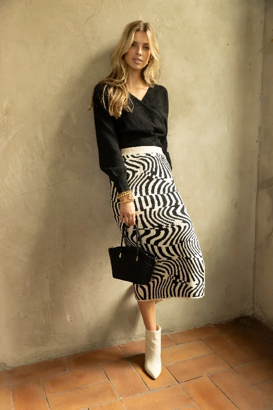 Abbie Printed Midi Knit Skirt