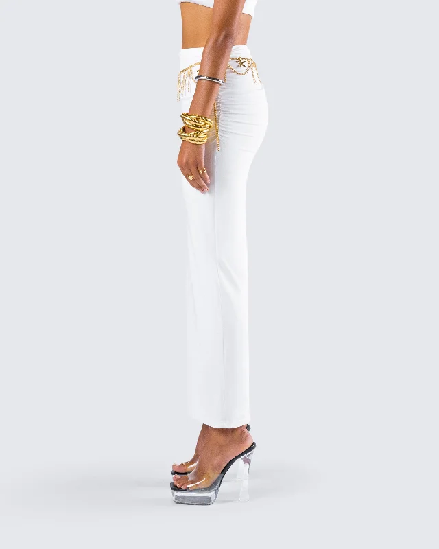 Cerelina White Jersey Maxi Skirt