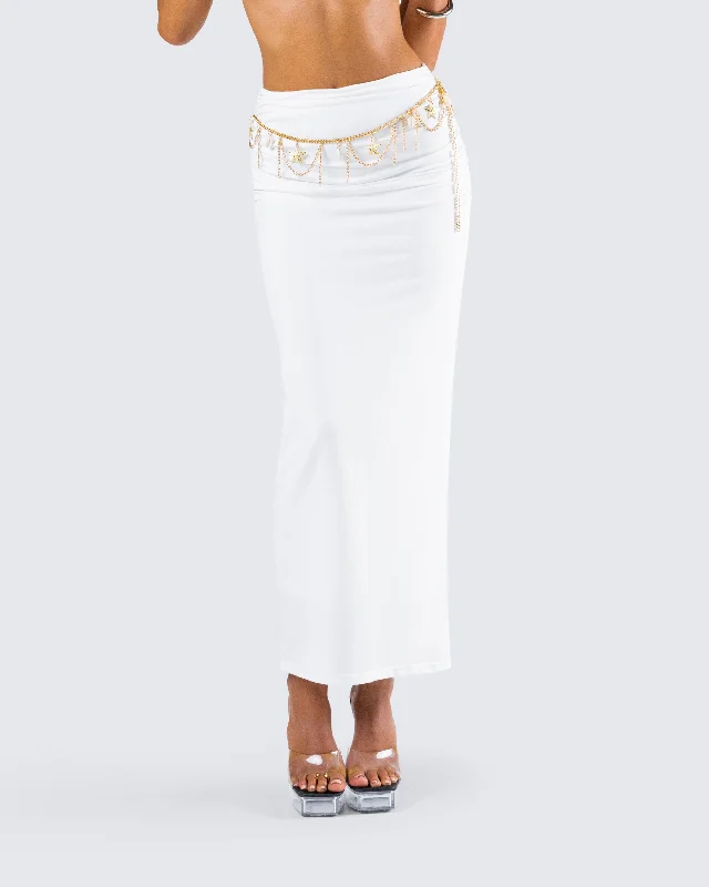 Cerelina White Jersey Maxi Skirt