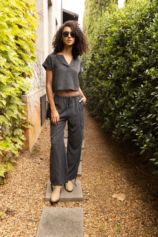 Chloe High Waisted Drawstring Cargo Pants