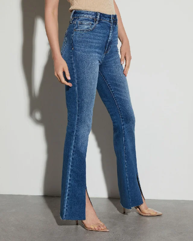 Joey High Rise Stretch Split Hem Flare Jeans