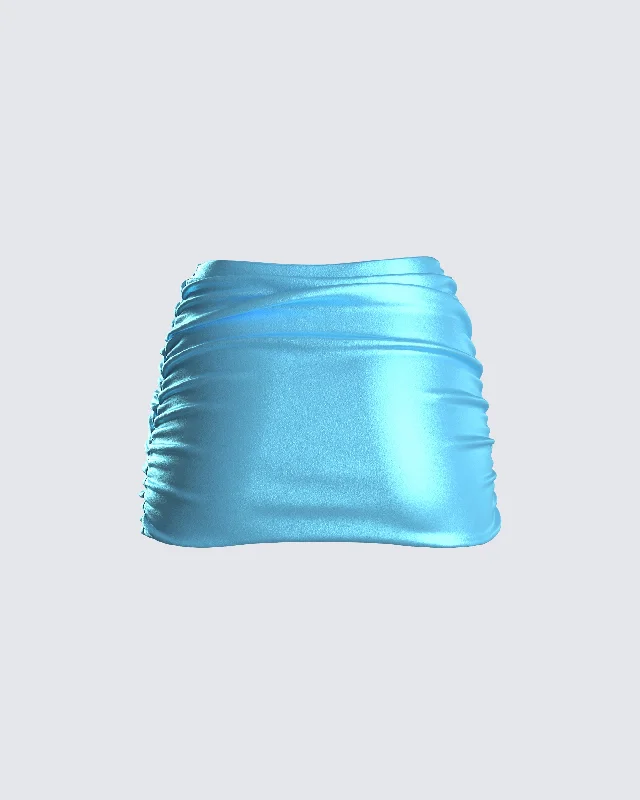 River Blue Satin Mini Skirt