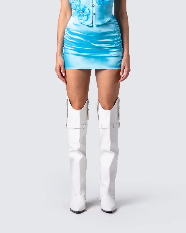 River Blue Satin Mini Skirt