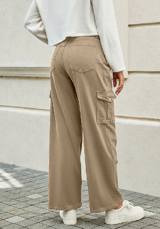 Warm Sand Women's Cargo Denim Relaxed Fit Y2K Wide Leg Pants