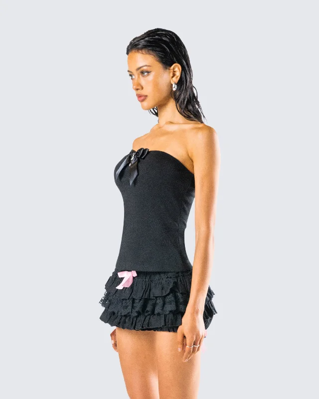 Aloa Black Bow Jersey Tube Top