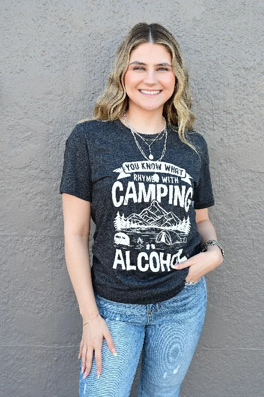 Camping Rhymes With Alcohol Summer Graphic Tee S-XL