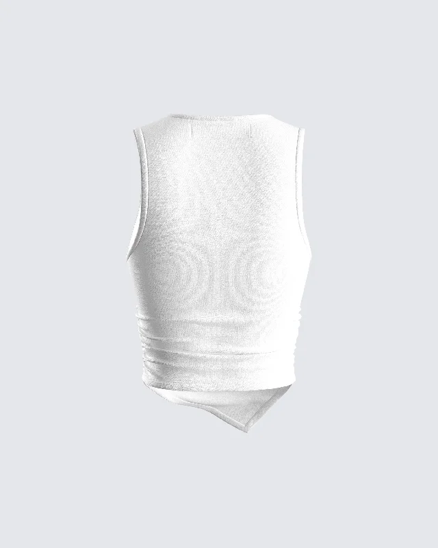 Ema White Jersey Tank Top