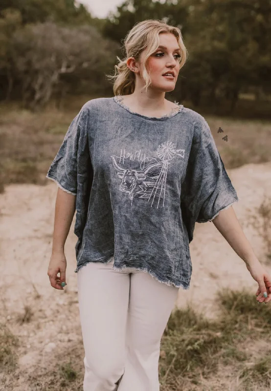 Howdy Denim Chambray Top