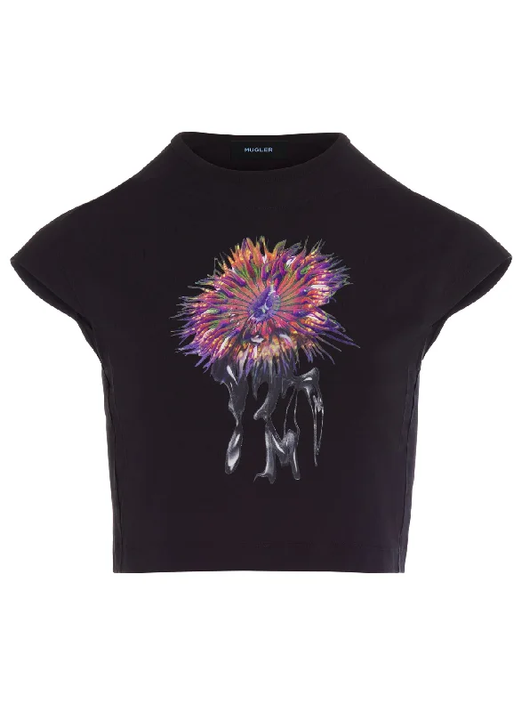 orchid anemone cropped t-shirt