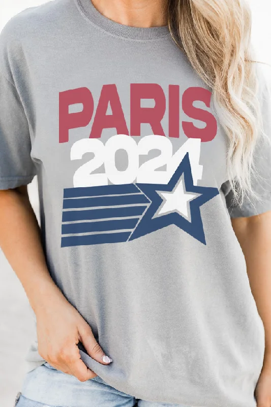 Paris 2024 Grey Comfort Colors Graphic Tee