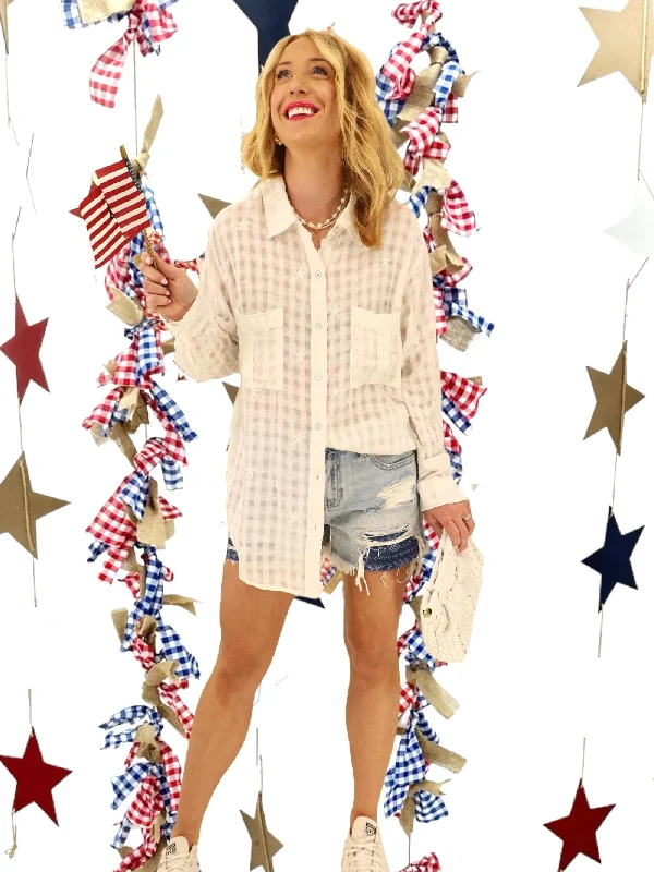 Seeing Stars White Button Down Top