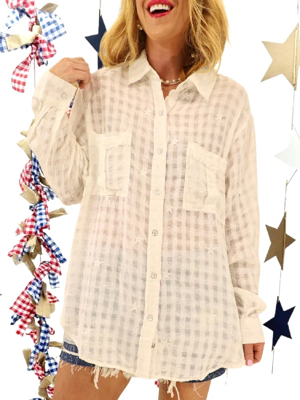 Seeing Stars White Button Down Top