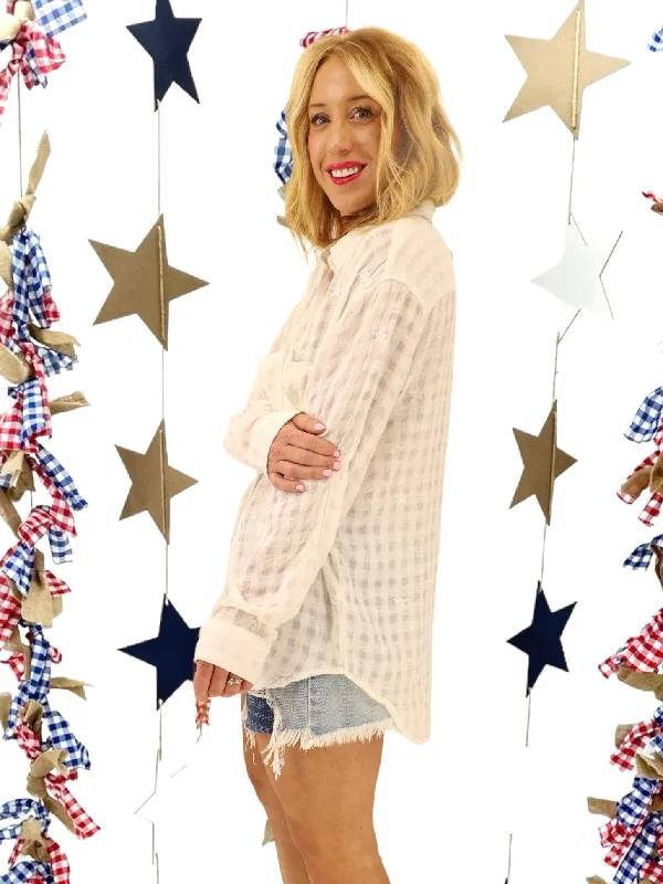 Seeing Stars White Button Down Top