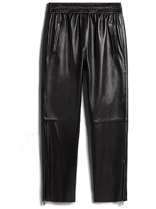 Leather Straight Pants Black