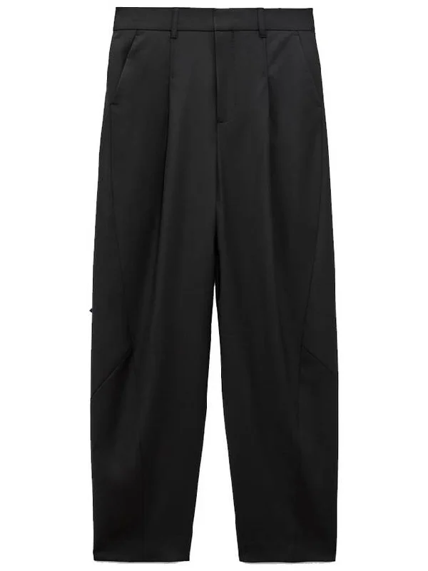 Tapered Straight Pants Black