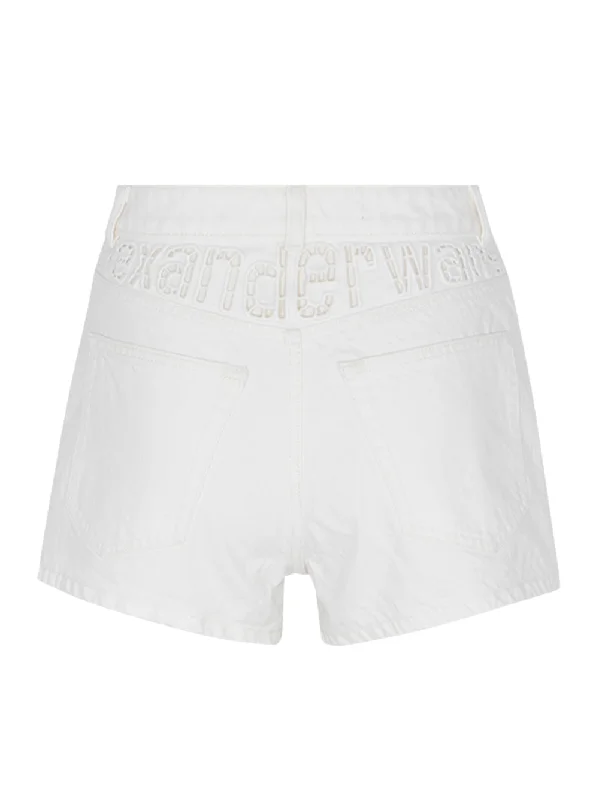 Shorty High Rise Shorts Logo Cut Out Embroidery (Vintage White)