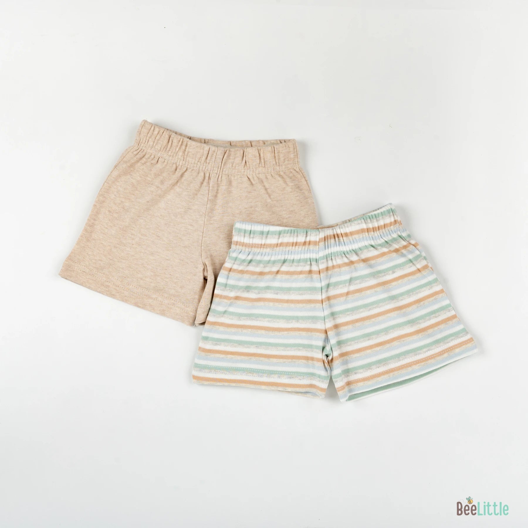 BeeLittle Multicolored Shorts-Stripes-Cotton-Pack of 2-For Infants