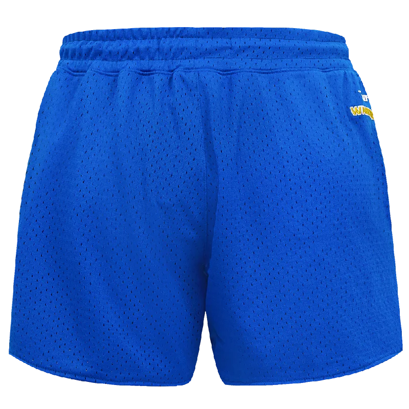 NBA GOLDEN STATE WARRIORS SCRIPT TAIL WOMEN'S MESH SHORT (ROYAL BLUE)